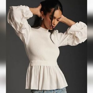 English Factory White Puff Sleeve Blouse
